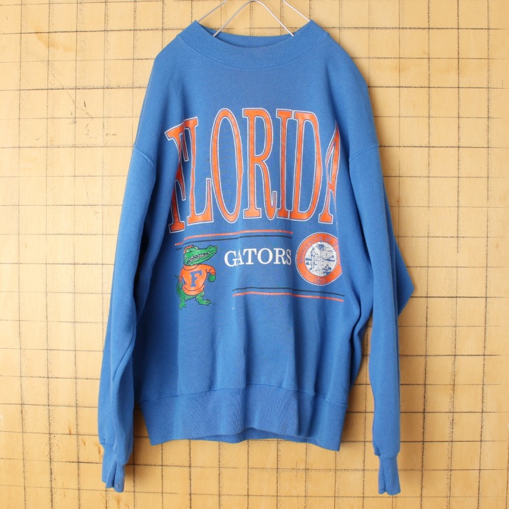 80s 90s USA Hanes ヘインズ FLORIDA GATORS プリント スウェット ブルー メンズL アメリカ古着