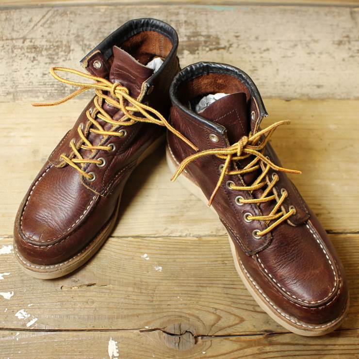 RED WING 8138 レッドウィング モックトゥ レザー ワーク ブーツ メンズ 25cm USA製 刺繍羽タグ 古着 USED