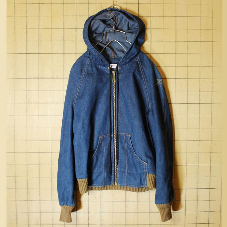 USA製 70s Levis リーバイス デニム フード ジャケット レディースM メンズS ブルー TALON オレンジタブ 古着