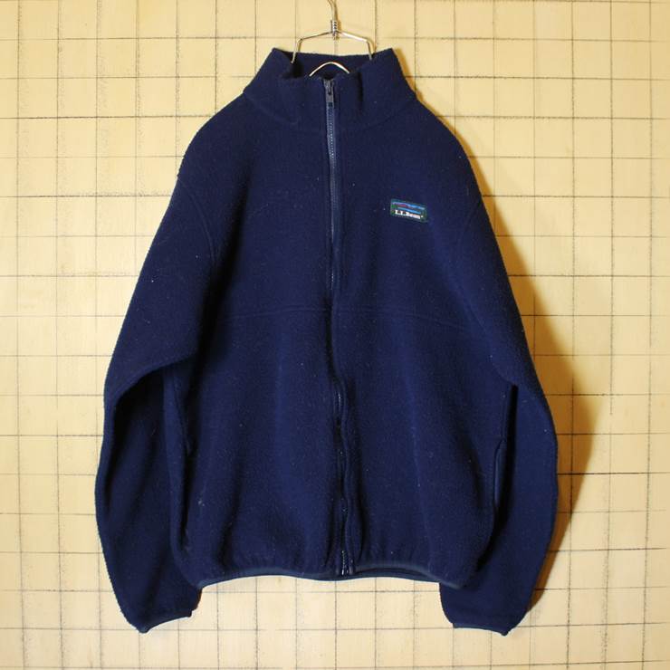 LLBean USA製 90s フリース ジャケット ブルゾン レディースS ネイビー 古着 エルエルビーン