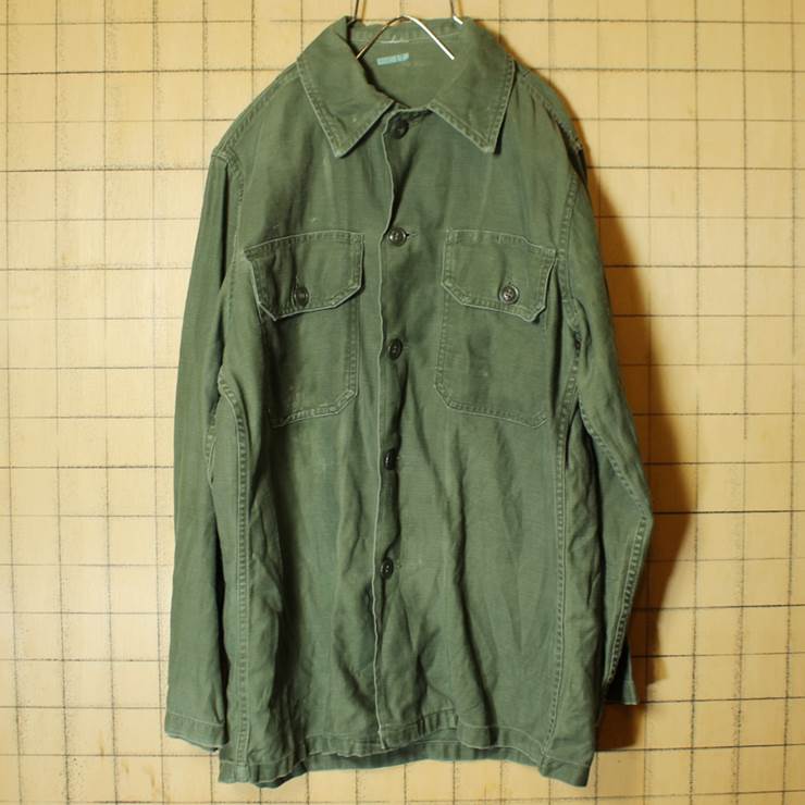 60s US.ARMY コットン サテン ユーティリティ シャツ OG107 ジャケット オリーブグリーン Shirt, Man's, Cotton Sateen 107