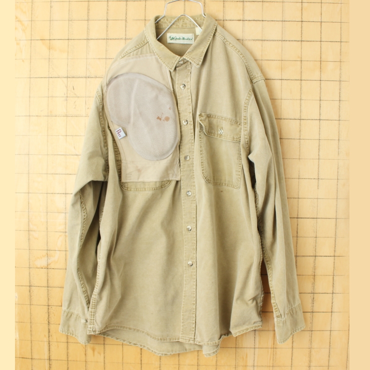 80s 90s USA製 Gander Mountain ハンティングシャツ ベージュ メンズXL 長袖 アメリカ古着