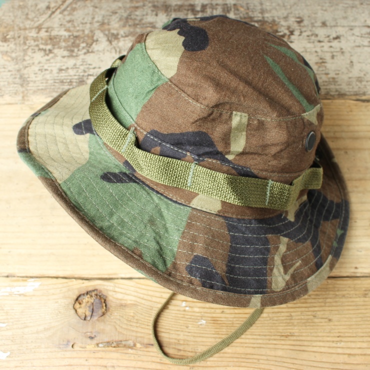 U.S.ARMY HAT SUN HOT WEATHER TYPEⅡ ウッドランドカモ ブーニーハット SIZE7 帽子 ジャングル サファリ グリーン ミリタリー アメリカ古着