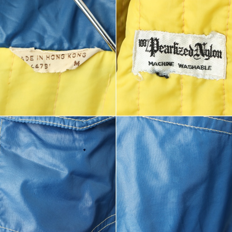 70s 80s USA 中綿 ナイロン シャツ ジャケット ネイビー ブルー レディースM メンズS相当 アメリカ古着