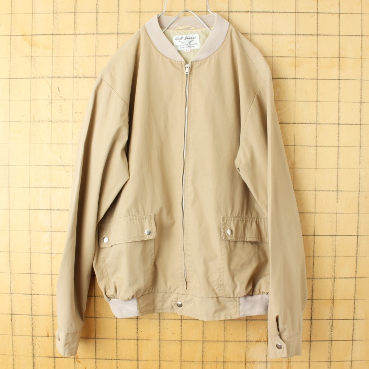 70s 80s EURO Gulf Jacket ジップアップ ジャケット ベージュ メンズML相当 ブルゾン ヨーロッパ古着