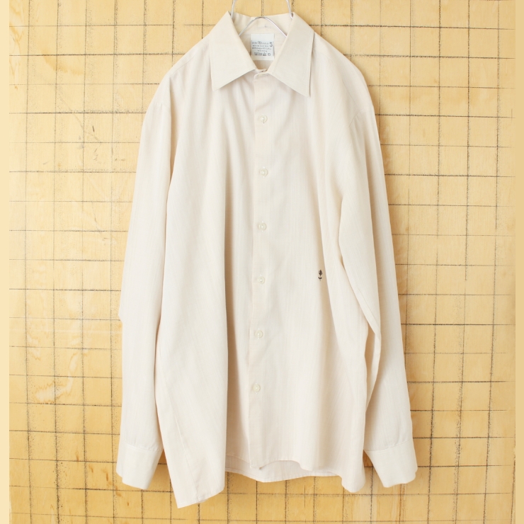 70s 80s EURO DIOLEN Star QUALITY ライトフランネルシャツ ベージュ メンズL相当 長袖 アメリカ古着