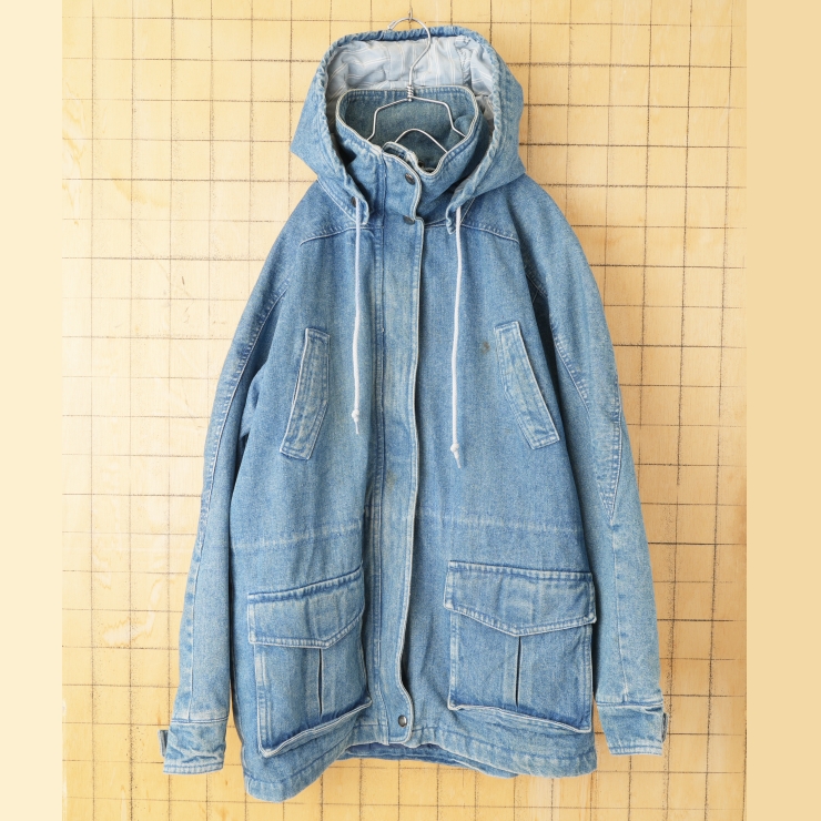 80s 90s USA Saril デニムカバーオール ジャケット レディースS ブルー アメリカ古着