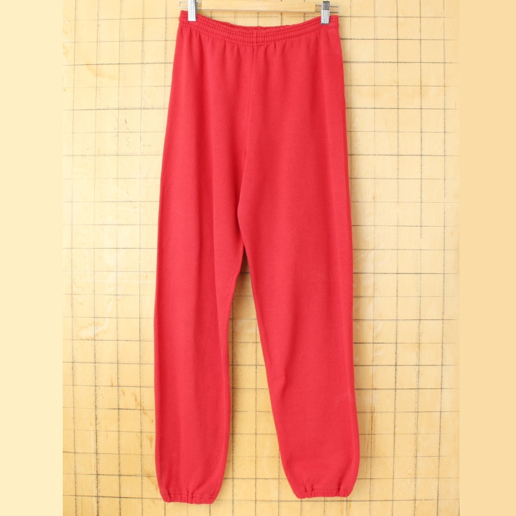 80s 90s USA製 JERZEES 無地スウェットパンツ レッド メンズM アメリカ古着