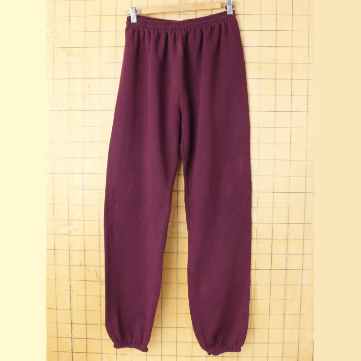 80s 90s USA製 Hanes 無地スウェットパンツ パープル メンズL アメリカ古着