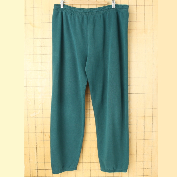 80s 90s USA製 FRUIT OF THE LOOM 無地スウェットパンツ グリーン メンズXL アメリカ古着