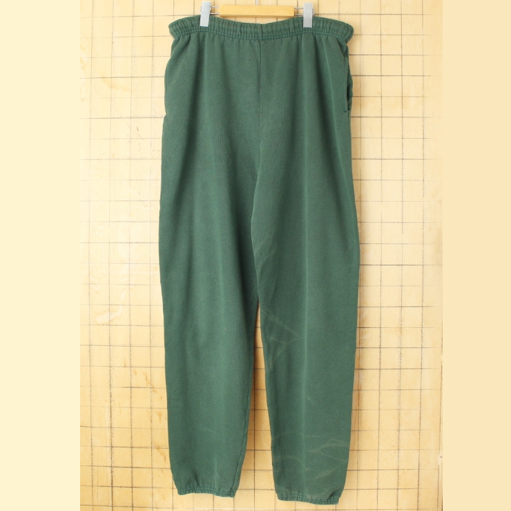 80s 90s USA製 DISCUS ATHLETIC 無地スウェットパンツ ポケット付 グリーン メンズL アメリカ古着