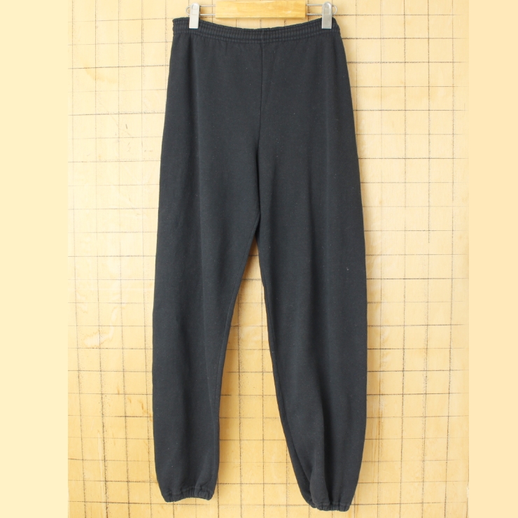 80s 90s USA製 JERZEES 無地スウェットパンツ ブラック メンズM アメリカ古着