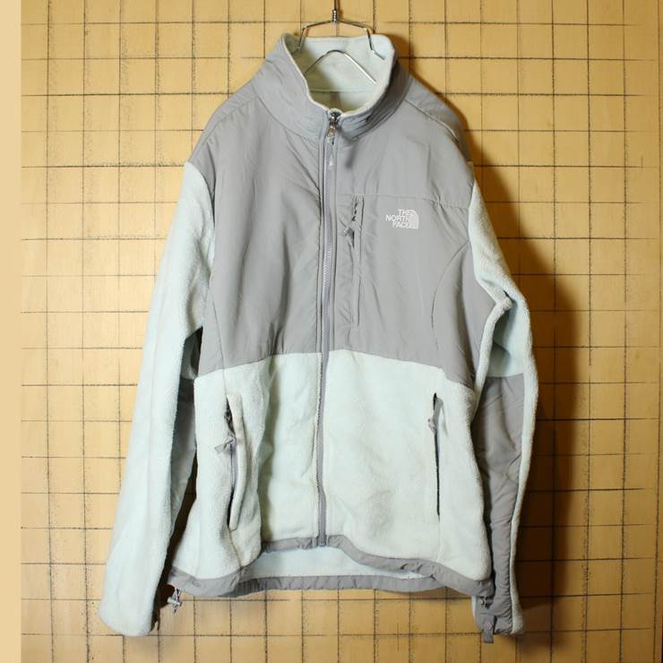 THE NORTH FACE ノースフェイス フリース ジップアップ デナリジャケット ライトブルー レディースL メンズSM相当 古着 インナー