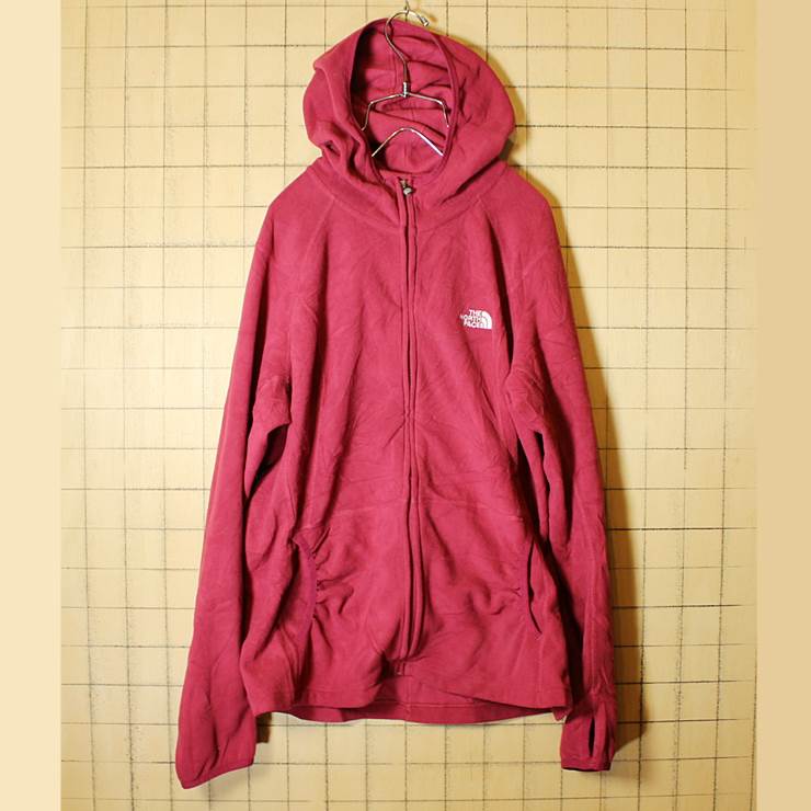 THE NORTH FACE ノースフェイス フリース ジップアップ パーカー ジャケット ピンク レディースXL 古着 フード インナー