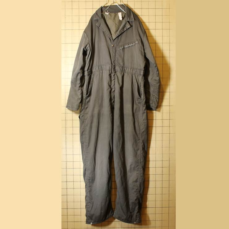 60s-70s a Pella Weather-fo Garment オールインワン ツナギ グレー キルティングライナー W38相当 ワークウェア アメリカ古着