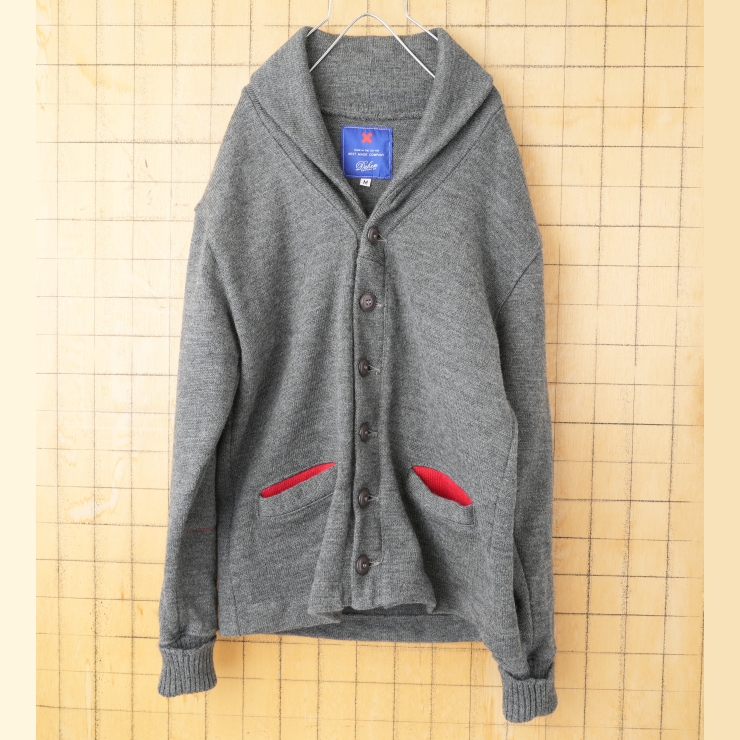 USA製 Dehen BEST MADE COMPANY ショールカラーウールニットカーディガン グレー メンズM アメリカ古着