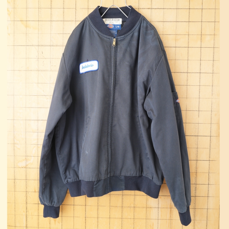 90s 00s USA Dickies ワークジャケット メンズL ネイビー ブルー ワッペン アメリカ古着