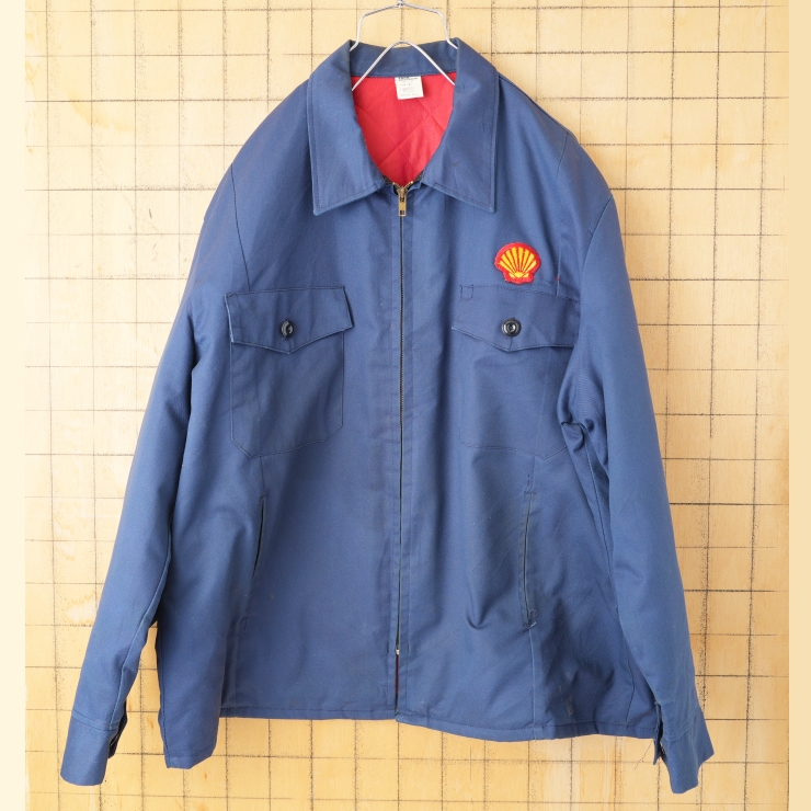 ビッグサイズ 80s 90s USA製 TODD UNIFORM SHELL ワークジャケット メンズ2XL相当 ネイビーブルー アメリカ古着