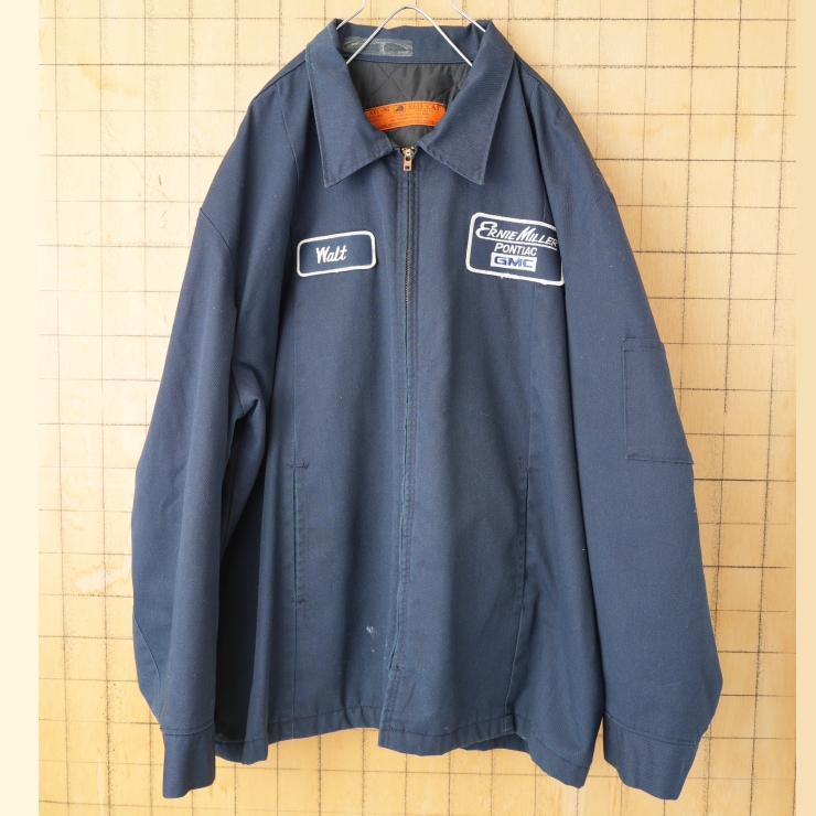 ビッグサイズ 80s 90s USA製 RED KAP GMC ワークジャケット メンズXXL ネイビーブルー ワッペン アメリカ古着