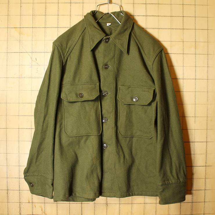 50s US.ARMY ミリタリー ウール シャツ グリーン MEDIUM vintage ヴィンテージ 古着