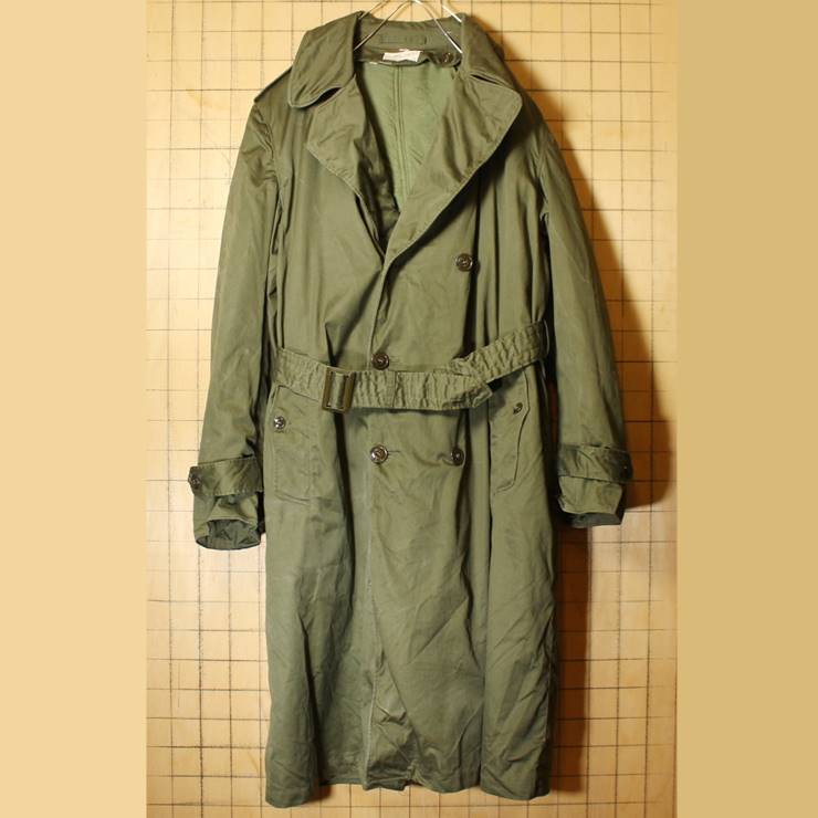 U.S.ARMY 1950s トレンチ コート MEDIUM-LONG ML相当 ウールライナー付 ミリタリー オリーブドラブ ジャケット 米軍実物 アメリカ古着