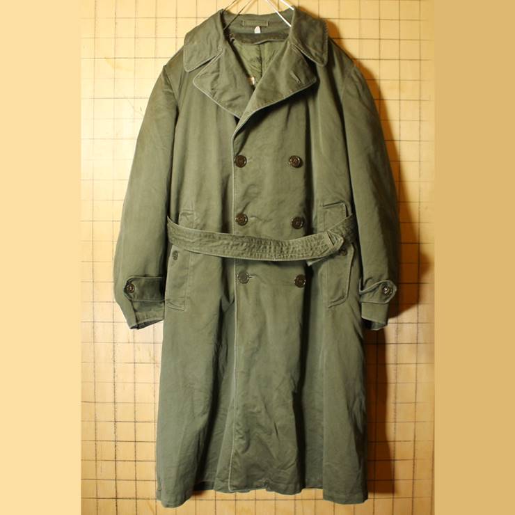 U.S.ARMY 1950s トレンチ コート Med-Reg ML相当 ウールライナー付 ミリタリー オリーブドラブ 米軍実物 アメリカ古着 100720aw111