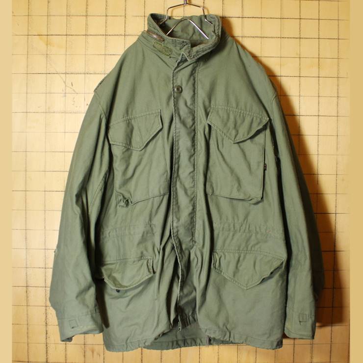 USA製 ALPHA INDUSTRIES アルファ M-65 フィールドジャケット MEDIUM REGULAR メンズL相当 ミリタリー オリーブドラブ ブラスジップ 古着