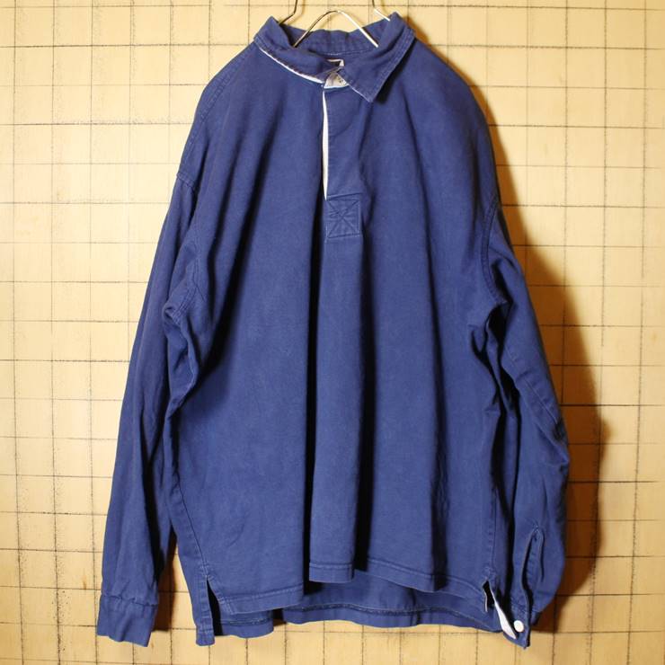 EURO プルオーバー ラガーシャツ 長袖 ネイビー メンズXL ヨーロッパ古着 STEPHAN KNuPPEL