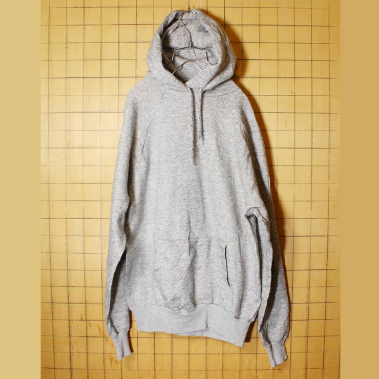 USA製 Pannill Sweatshirt 無地 スウェットパーカー 霜降り グレー L パニール フーディー 古着 100720aw39