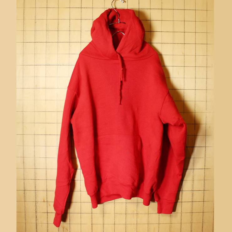 USA製 Pannill Sweatshirt 無地 スウェットパーカー レッド メンズM フーディー パニール 古着 100720aw50