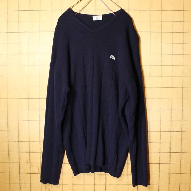 新品 90s Lacoste ニット セーター M ウール グレー ラコステ