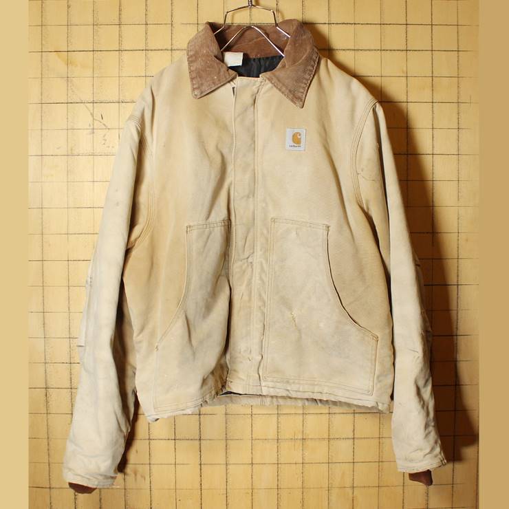 ビッグサイズ USA製 carhartt カーハート 中綿 ダック ワーク ジャケット カバーオール ブラウン メンズXL相当 古着