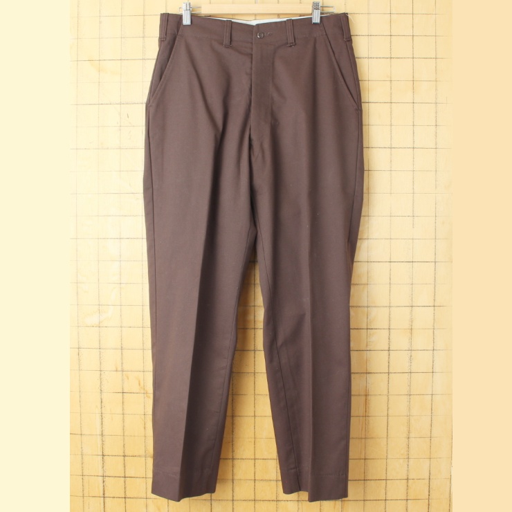 70s 80s USA製 WORK WEAR CORPORATION ワーク パンツ ブラウン W33 スラックス アメリカ古着