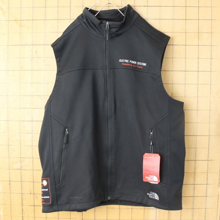 デッドストック THE NORTH FACE ノースフェイス リッジライン ソフトシェルベスト メンズXL ブラック アウトドア キャンプ 未使用 アメリカ古着
