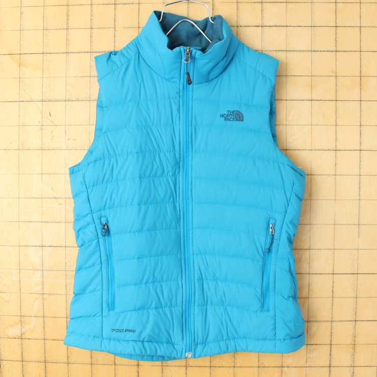 THE NORTH FACE ノースフェイス ダウンベスト 700pro レディースM ブルー アウトドア キャンプ アメリカ古着