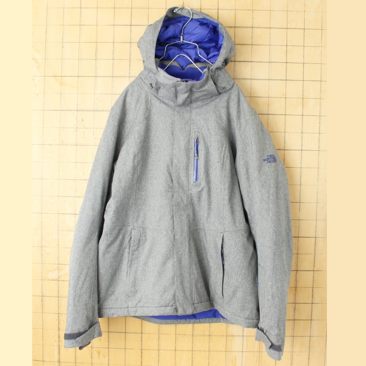 THE NORTH FACE ノースフェイス HYVENT ジップアップ スノージャケット グレー レディースL マウンテンパーカー 中綿入 アメリカ古着