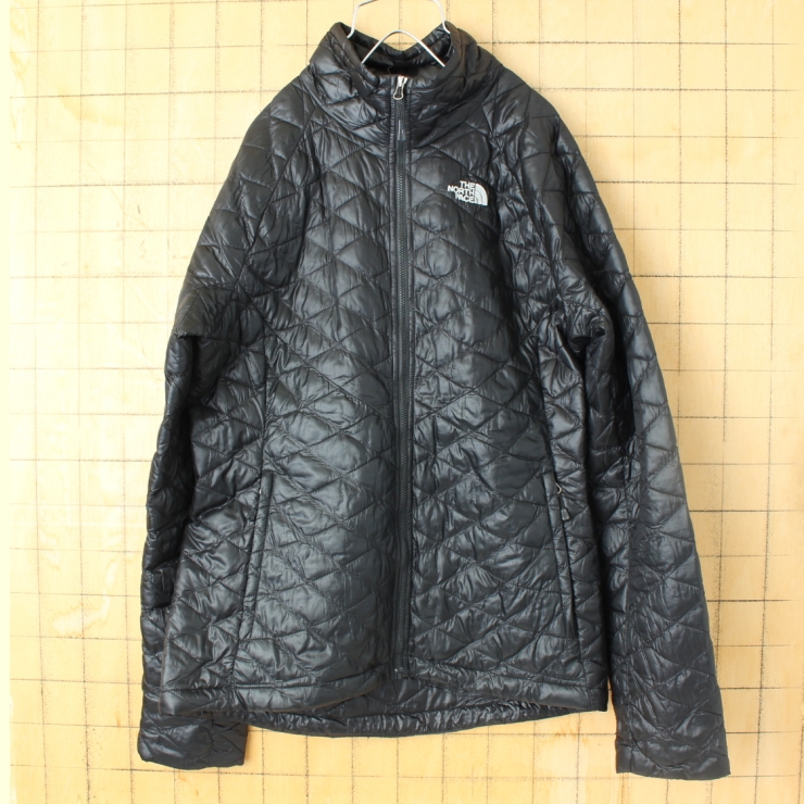 THE NORTH FACE ノースフェイス 中綿キルティングジャケット ブラック レディースM ジップアップ アメリカ古着