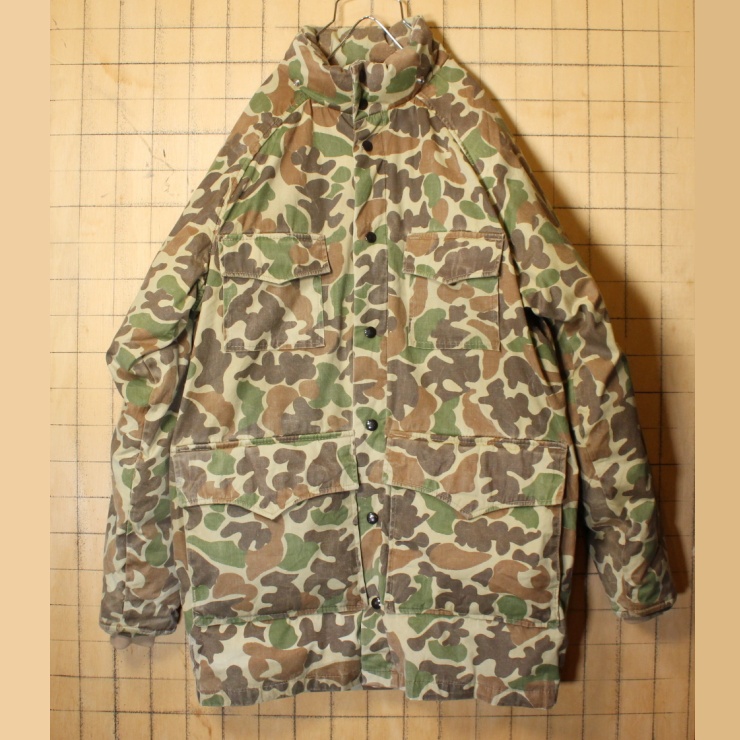 70s USA製 Woolrich ウールリッチ ダックハンターカモ ダウン ジャケット メンズM グリーン アウトドア ハンティング 迷彩 アメリカ古着