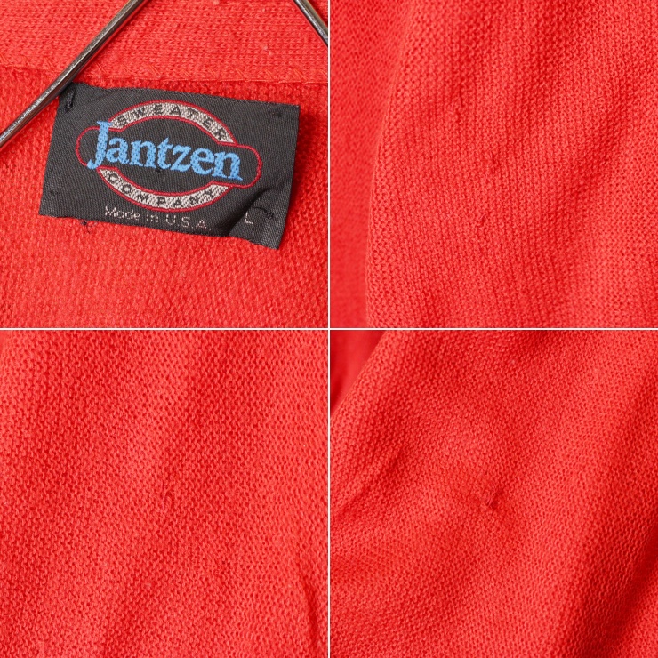 70s 80s USA製 Jantzen アクリル ニット カーディガン レッド