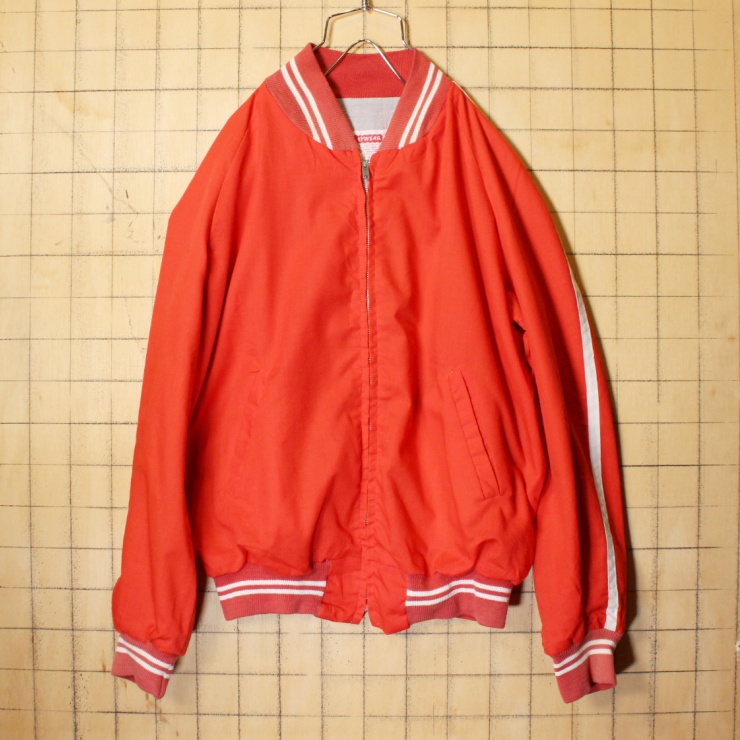 70s 80s USA PLAYWEAR Phillies フィラデルフィア フィリーズ プリント スタジアム ジャケット レッド メンズML相当 スタジャン 古着