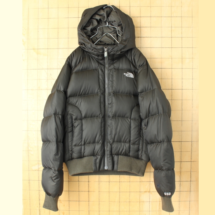 THE NORTH FACE ノースフェイス 550フィル ダウンジャケット カーキ レディースM フード アメリカ古着