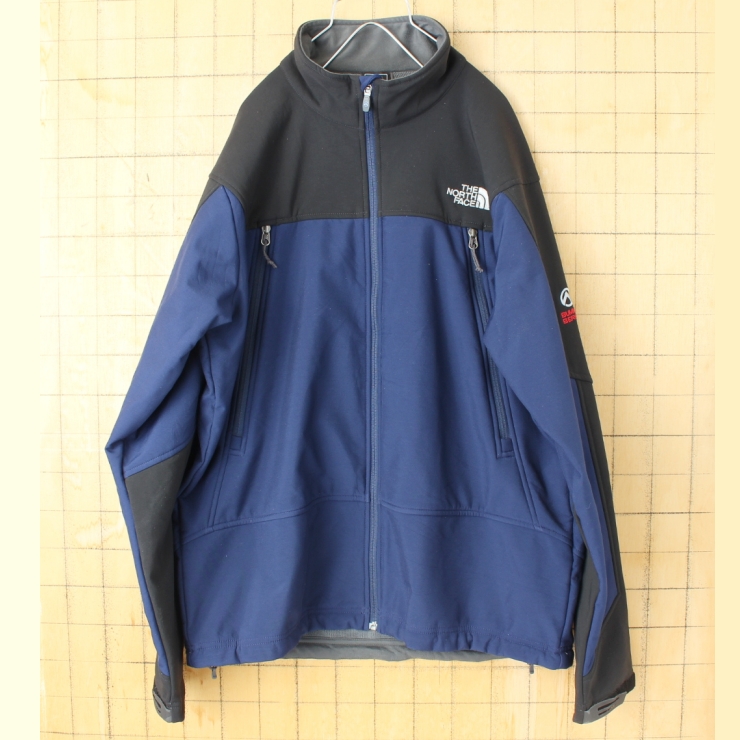 THE NORTH FACE ノースフェイス SUMMIT SERIES ソフトシェルジャケット ブラック ネイビー メンズL  アメリカ古着