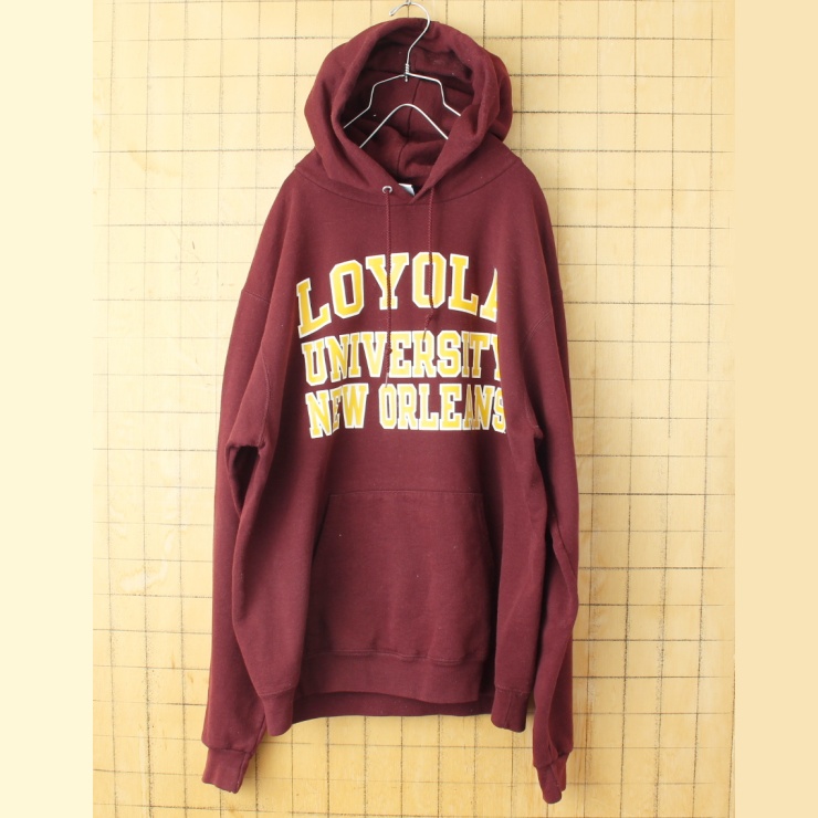00s USA champion チャンピオン LOYOLA UNIVERSITY スウェット パーカー ボルドー レッド メンズL フーディー アメリカ古着