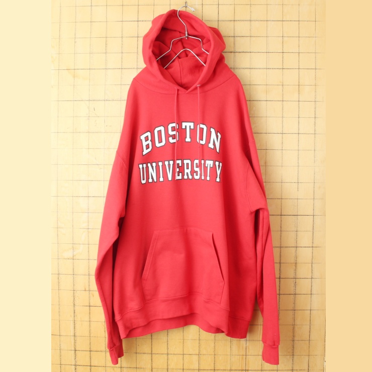 00s USA champion チャンピオン BOSTON スウェット パーカー レッド メンズXL フーディー アメリカ古着