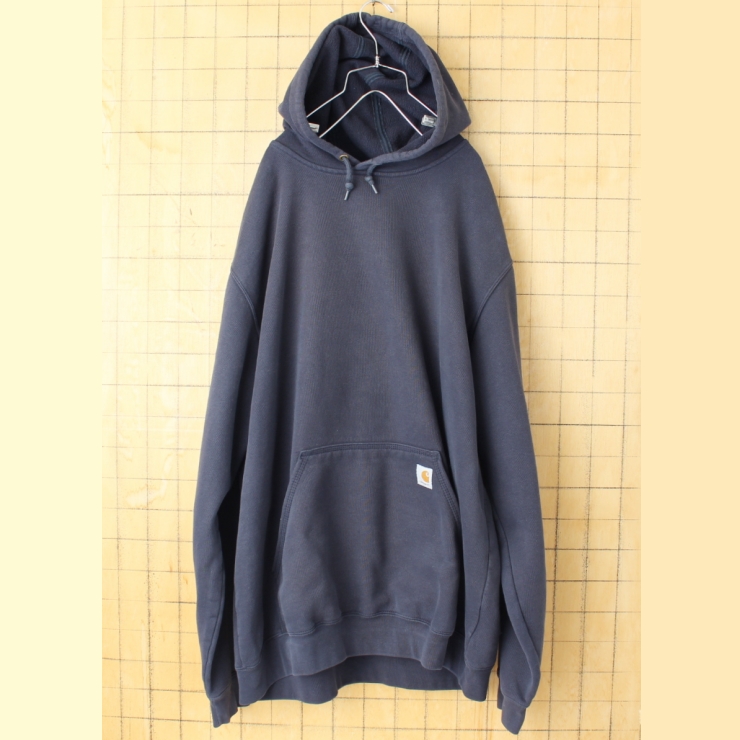 ビッグサイズ USA carhartt カーハート スウェットパーカー ネイビー メンズXL フーディー アメリカ古着