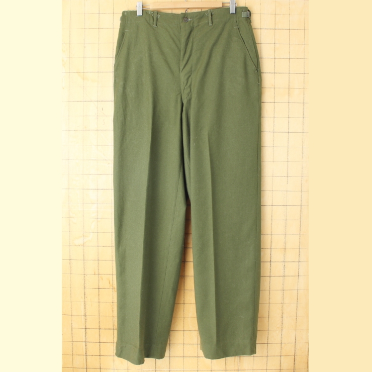 50s U.S.ARMY M-1951ウールパンツ TROUSERS FIELD WOOL LONG MIDIUM W33相当 スラックス 実品 ミリタリー アメリカ古着
