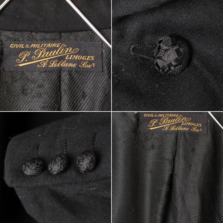 40s 50s フランス製 P.Paulin モーニングコート ウール ジャケット メンズML相当 ブラック ヨーロッパ古着
