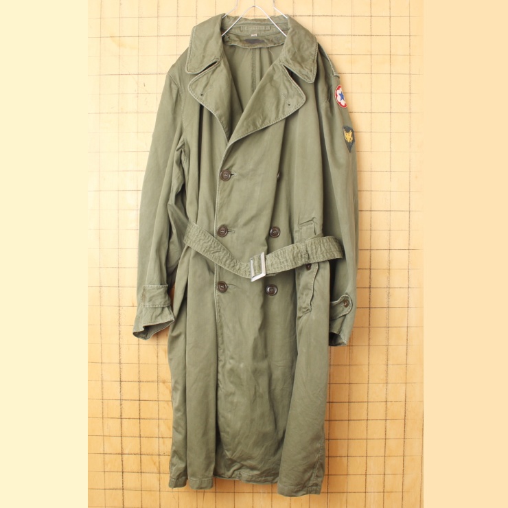 50s U.S.ARMY トレンチ コート LARGE-REGULAR ミリタリー オリーブドラブ 米軍実物 アメリカ古着 110222aw140