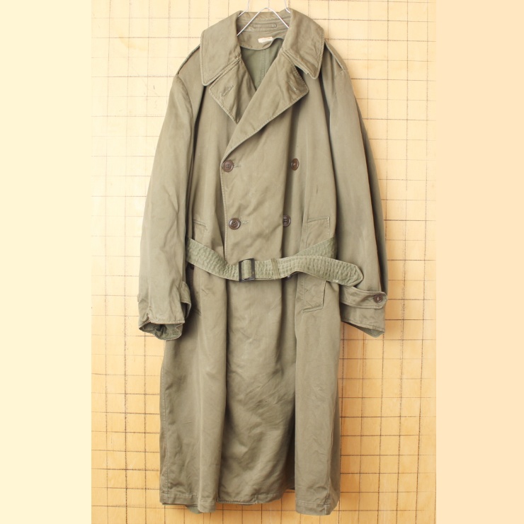 50s U.S.ARMY トレンチ コート LARGE-REGULAR ミリタリー オリーブドラブ 米軍実物 アメリカ古着 110222aw141