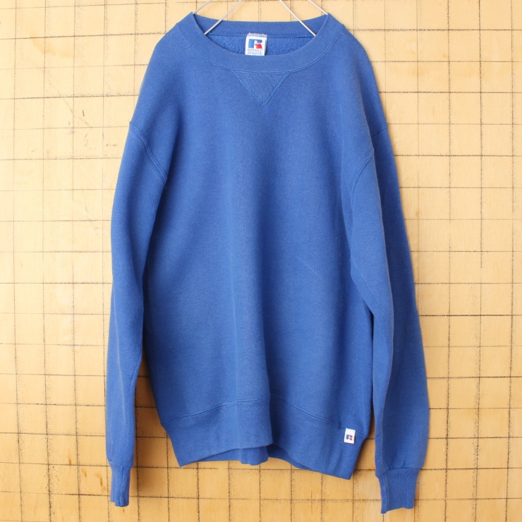 80s 90s USA製 Russell Athletic ラッセルアスレティック 前V 無地 スウェット ブルー メンズM アメリカ古着 110222aw15